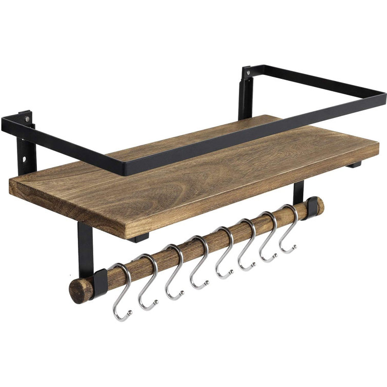 Rustic Bathroom Shelf with Hooks Semis Online